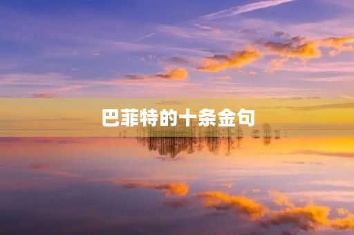 巴菲特的十条金句,巴菲特十句最经典名言 巴菲特的十条金句,巴菲特十句最经典名言
