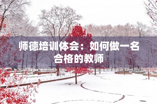 师德培训体会：如何做一名合格的教师