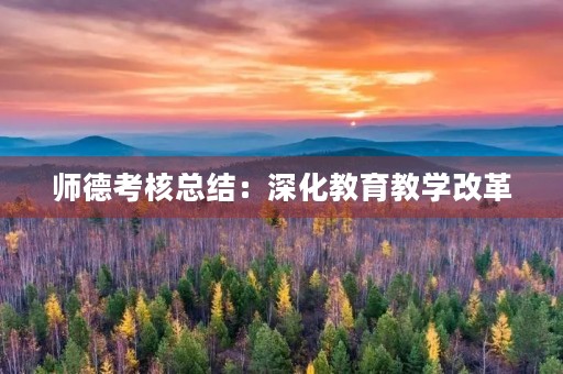 师德考核总结:深化教育教学改革,提高教师师德水平