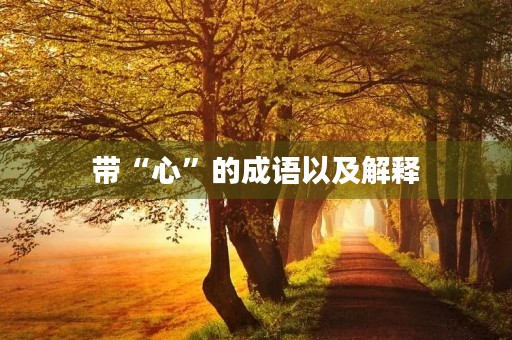 带“心”的成语以及解释 带“心”的成语以及解释