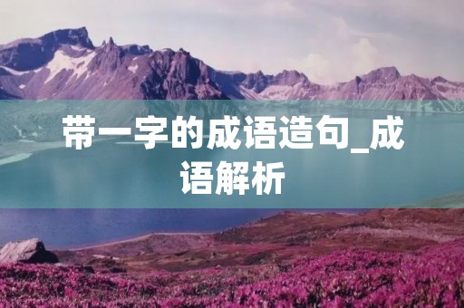 带一字的成语造句_成语解析