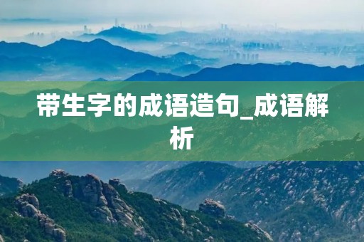带生字的成语造句_成语解析