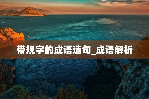 带规字的成语造句_成语解析