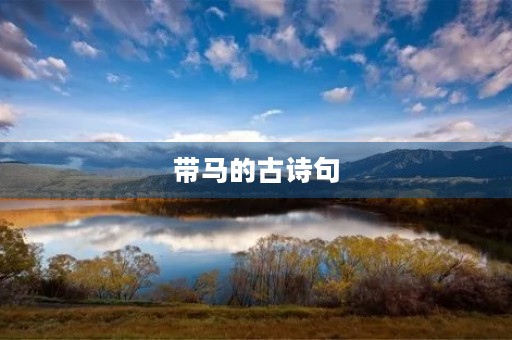 带马的古诗句，带马的古诗句子有哪些