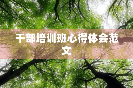 干部培训班心得体会范文