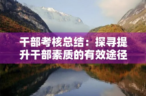 干部考核总结:探寻提升干部素质的有效途径 干部考核总结:探寻提升干部素质的有效途径
