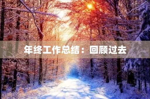 年终工作总结:回顾过去,展望未来