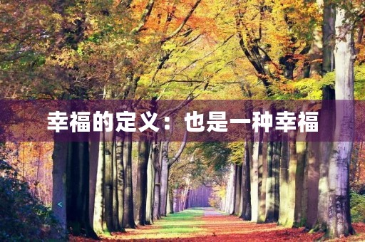 幸福的定义:也是一种幸福 幸福的定义:也是一种幸福