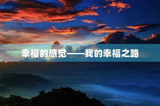 幸福的感觉——我的幸福之路