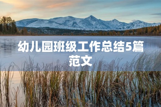 幼儿园班级工作总结5篇范文