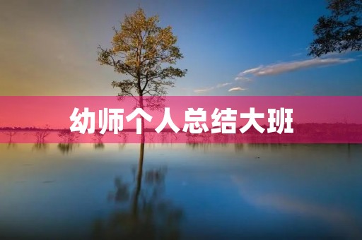 幼师个人总结大班 幼师个人总结大班