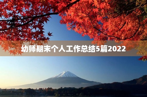 幼师期末个人工作总结5篇2022