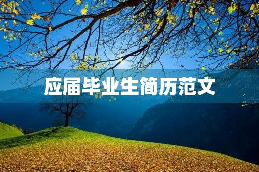 应届毕业生简历范文 应届毕业生简历范文