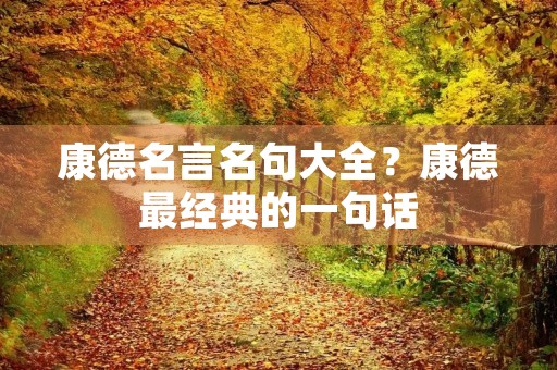 康德名言名句大全？康德最经典的一句话
