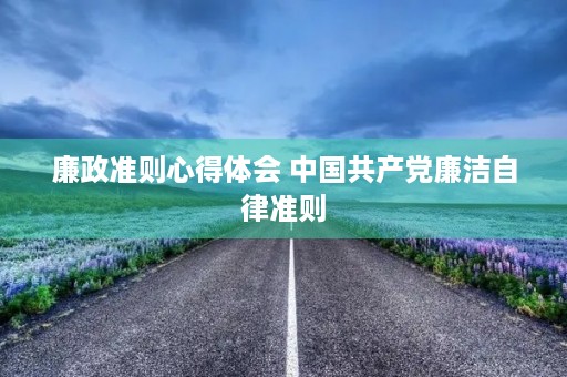 廉政准则心得体会 中国共产党廉洁自律准则