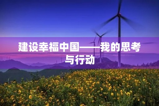 建设幸福中国——我的思考与行动