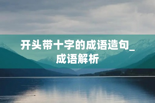 开头带十字的成语造句_成语解析