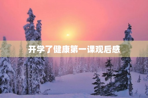 开学了健康第一课观后感