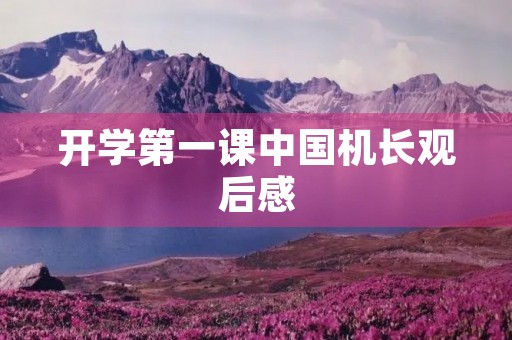 开学第一课中国机长观后感 开学第一课中国机长观后感