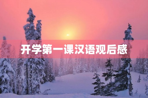开学第一课汉语观后感