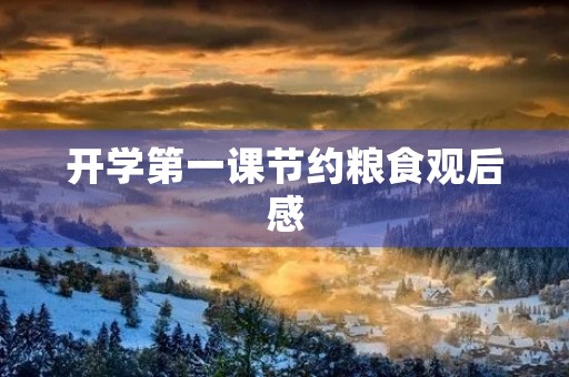开学第一课节约粮食观后感