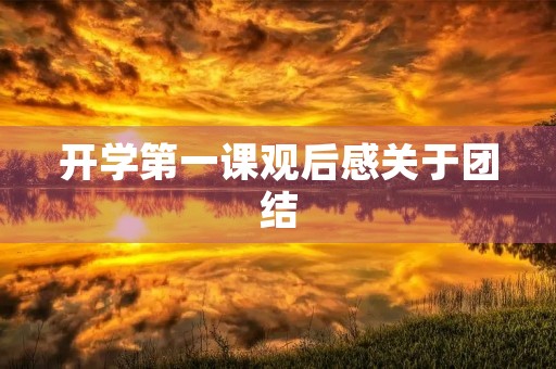 开学第一课观后感关于团结 开学第一课观后感关于团结