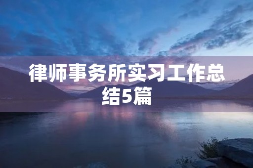 律师事务所实习工作总结5篇