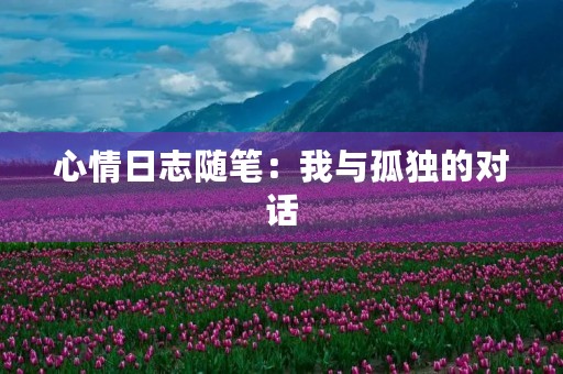 心情日志随笔：我与孤独的对话