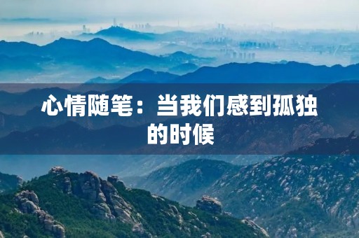 心情随笔：当我们感到孤独的时候