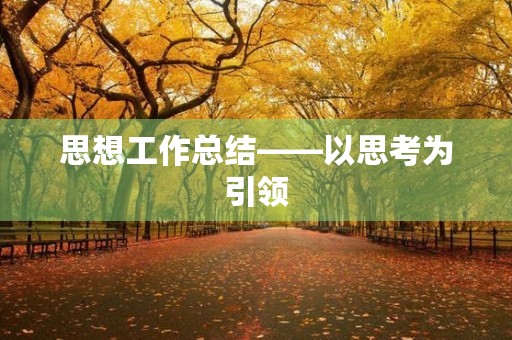 思想工作总结——以思考为引领，以行动为支撑