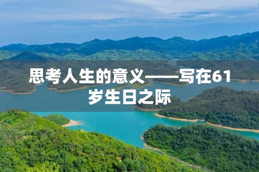 思考人生的意义——写在61岁生日之际 思考人生的意义——写在61岁生日之际