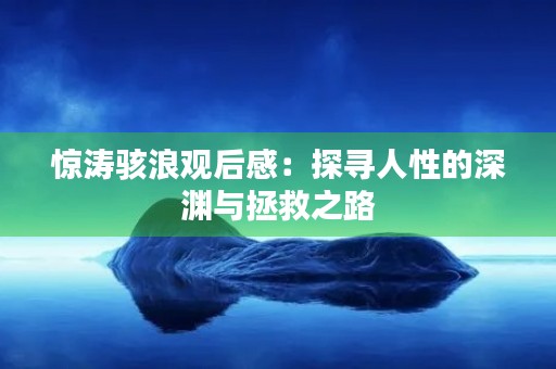 惊涛骇浪观后感：探寻人性的深渊与拯救之路