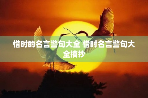 惜时的名言警句大全 惜时名言警句大全摘抄 惜时的名言警句大全 惜时名言警句大全摘抄