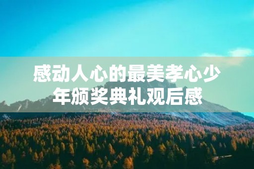 感动人心的最美孝心少年颁奖典礼观后感 感动人心的最美孝心少年颁奖典礼观后感