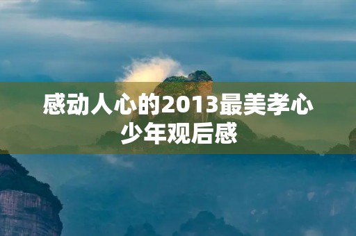感动人心的2013最美孝心少年观后感 感动人心的2013最美孝心少年观后感