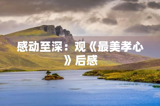 感动至深:观《最美孝心》后感 感动至深:观《最美孝心》后感