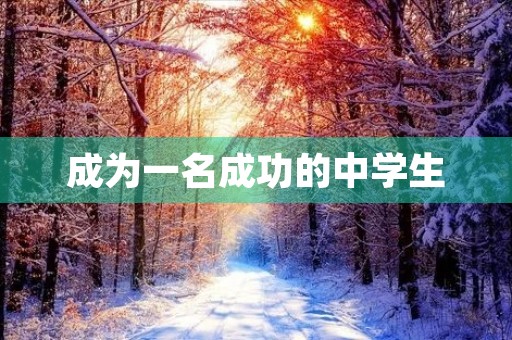 成为一名成功的中学生 成为一名成功的中学生