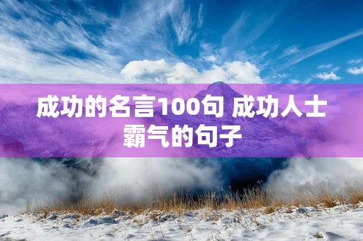 成功的名言100句 成功人士霸气的句子