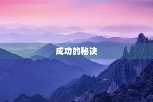 成功的秘诀 成功的秘诀