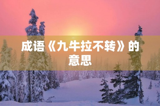 成语《九牛拉不转》的意思 成语《九牛拉不转》的意思