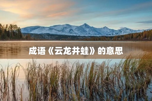 成语《云龙井蛙》的意思 成语《云龙井蛙》的意思