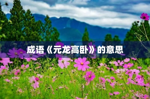 成语《元龙高卧》的意思 成语《元龙高卧》的意思