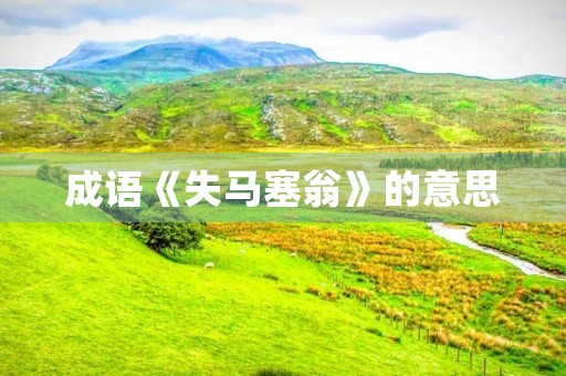 成语《失马塞翁》的意思 成语《失马塞翁》的意思