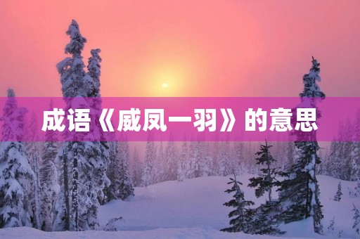 成语《威凤一羽》的意思 成语《威凤一羽》的意思