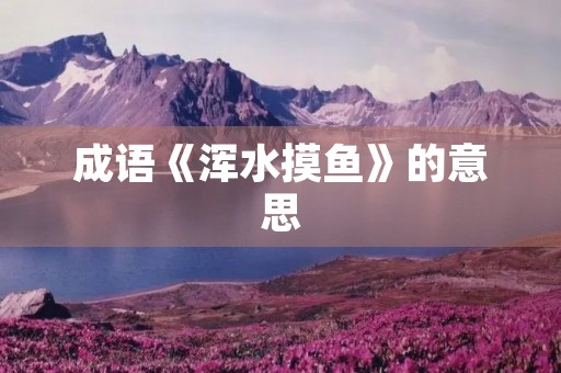 成语《浑水摸鱼》的意思 成语《浑水摸鱼》的意思