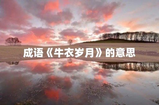 成语《牛衣岁月》的意思