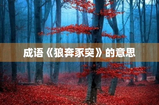 成语《狼奔豕突》的意思 成语《狼奔豕突》的意思
