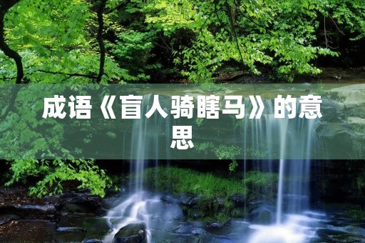 成语《盲人骑瞎马》的意思 成语《盲人骑瞎马》的意思