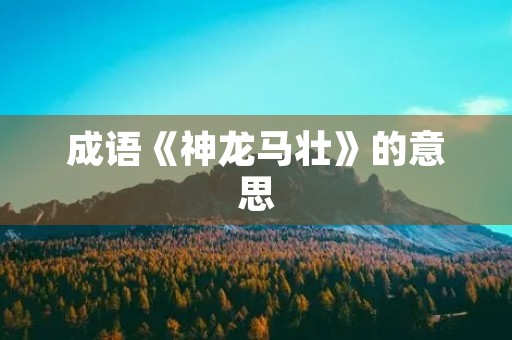成语《神龙马壮》的意思