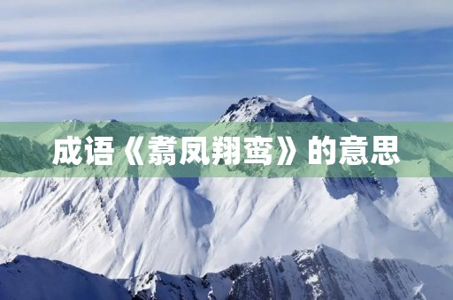 成语《翥凤翔鸾》的意思
